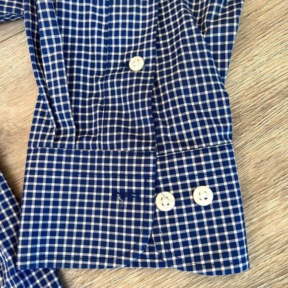 Ralph Lauren Navy Blue plaid Classic Fit Non-Iron Button Down Shirt Size 16.5 - Picture 4 of 6
